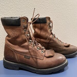 ARIAT Cobalt Leather Work Boots Mens size‎ 12 Collar Kiltie Brown Roper Workwear